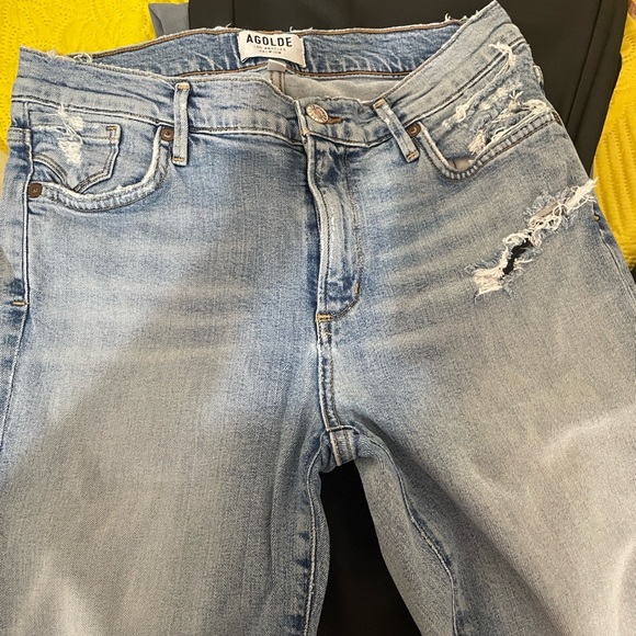 Agolde Light Blue Distressed Skinny Jeans - Picture 7 of 15